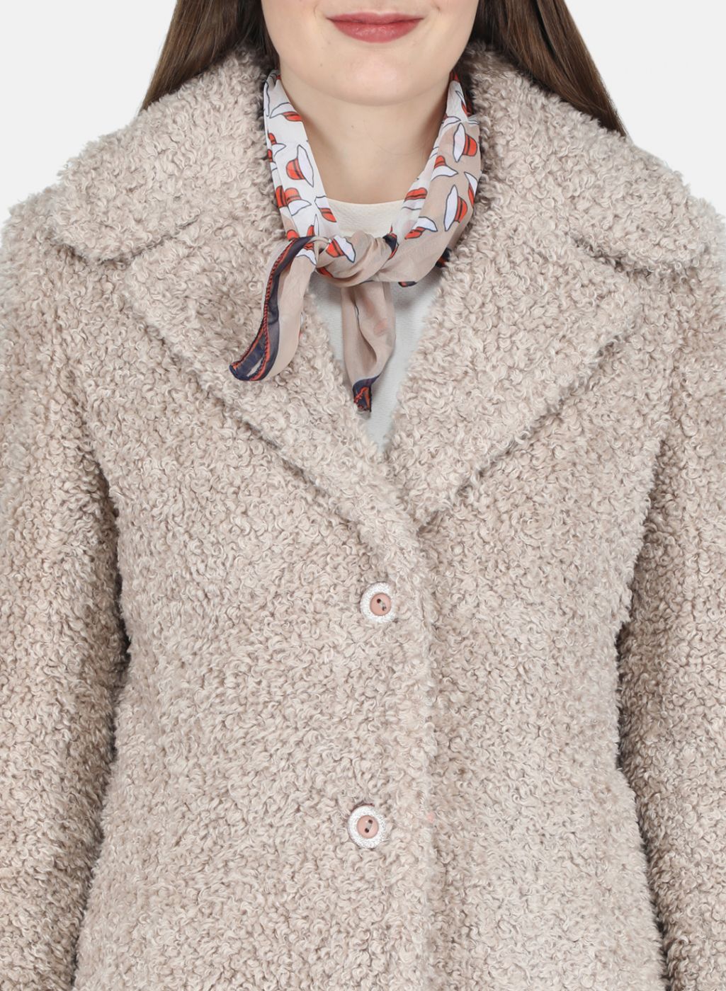 Women Beige Solid Coat