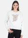 Women Off White Printed Sweatshirt