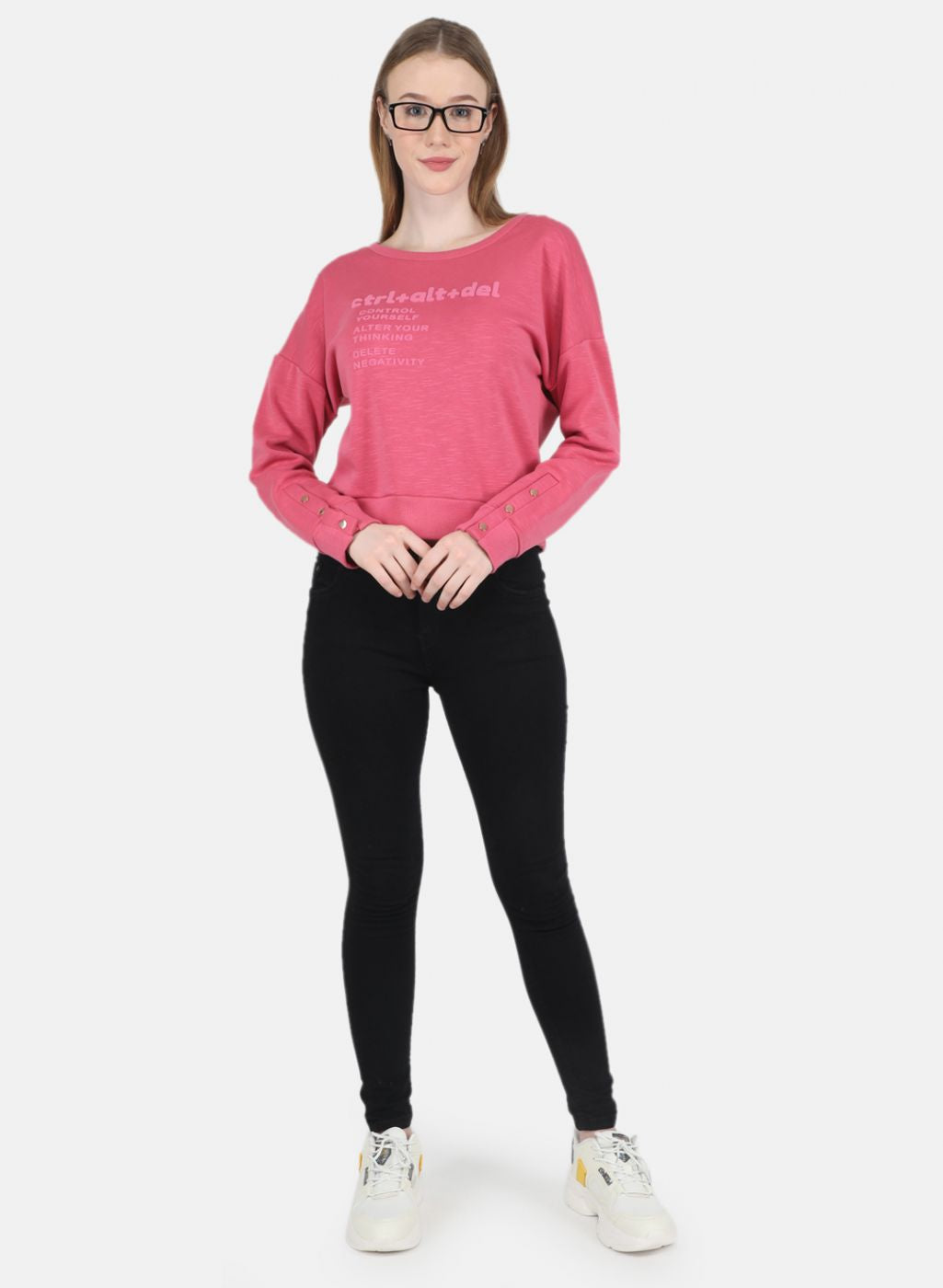 Women Pink Printed Sweatshirt