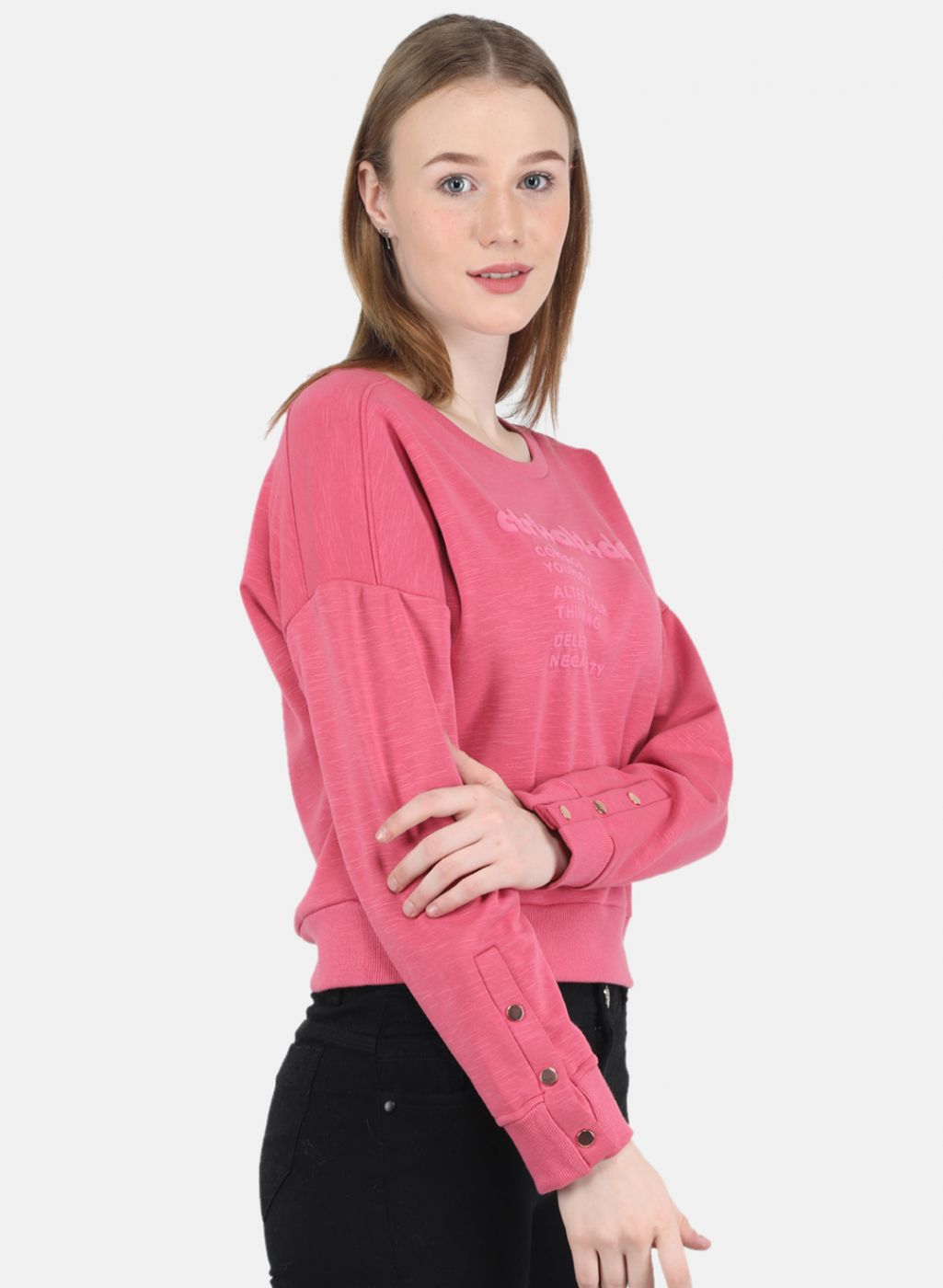 Women Pink Printed Sweatshirt