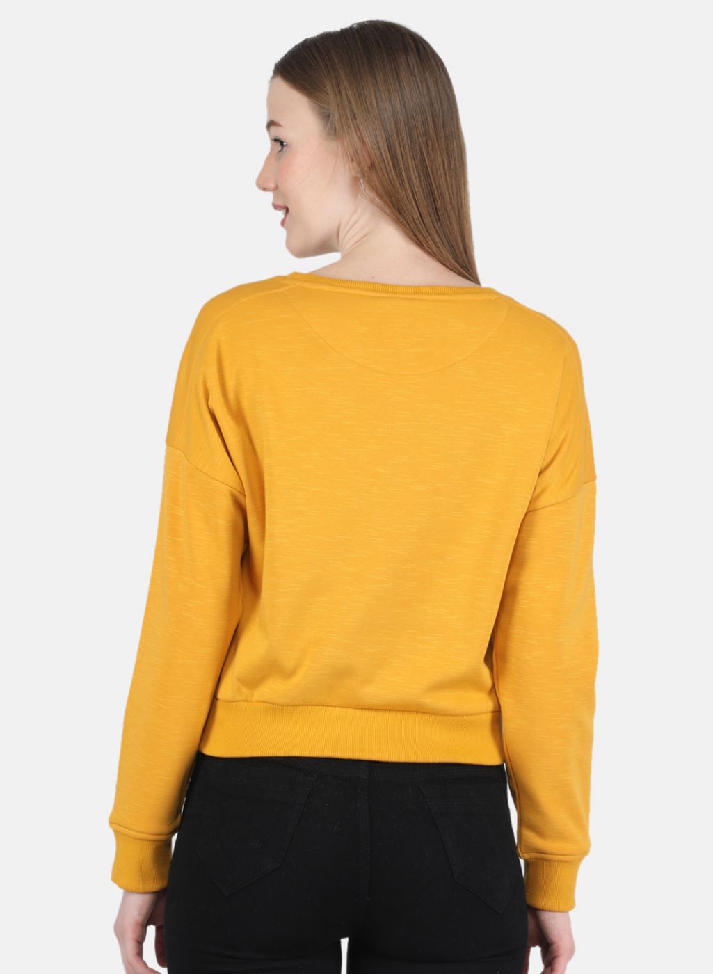 Women Mustard Printed Sweatshirt