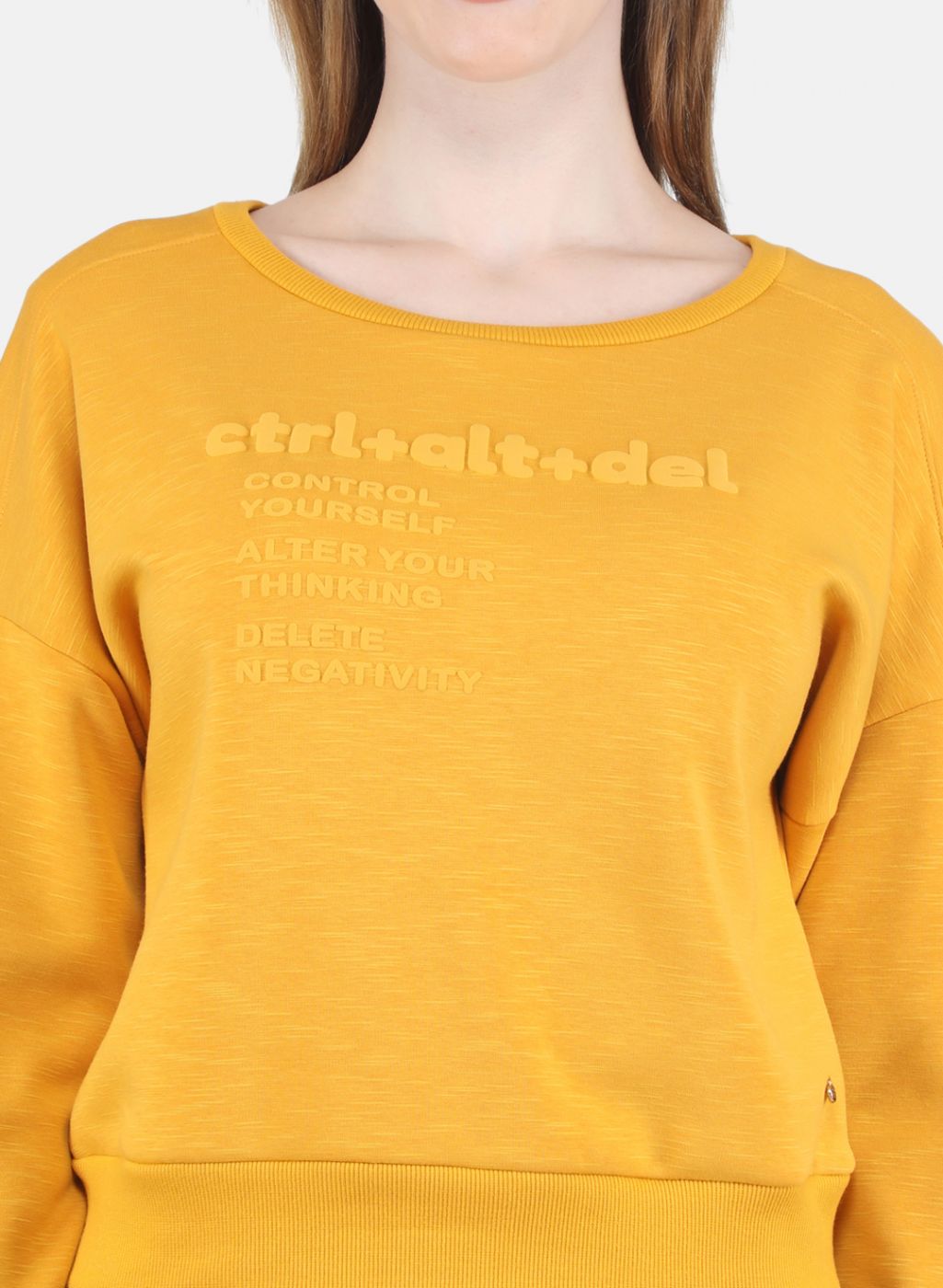 Women Mustard Printed Sweatshirt