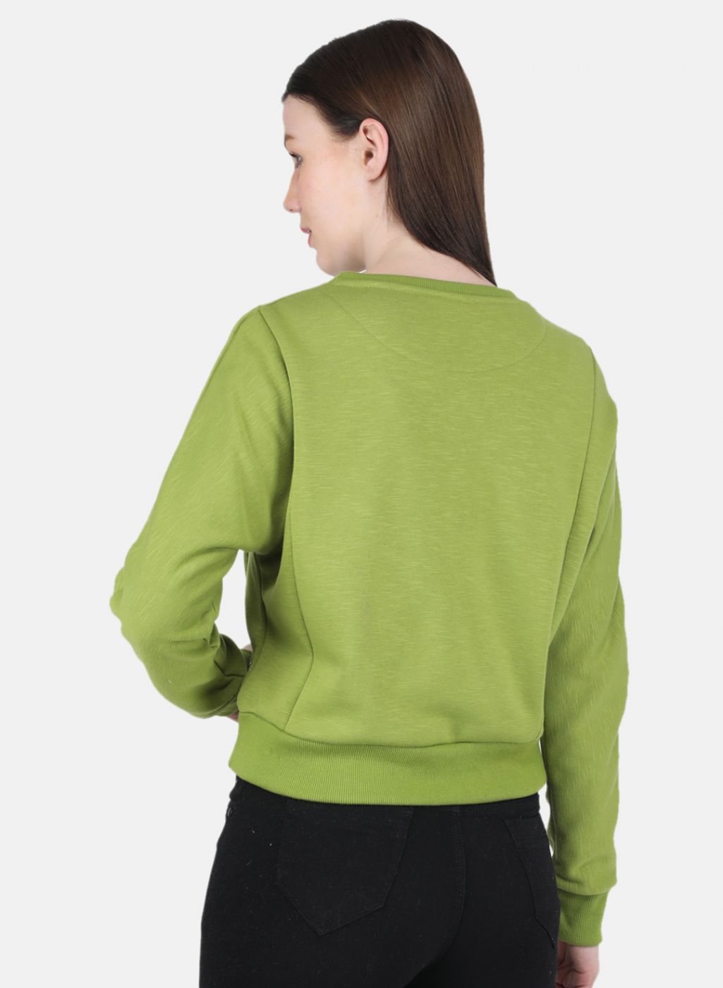 Women Green Embroidered Sweatshirt