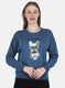 Women Blue Printed Sweatshirt