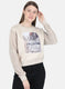 Women Beige Printed Sweatshirt