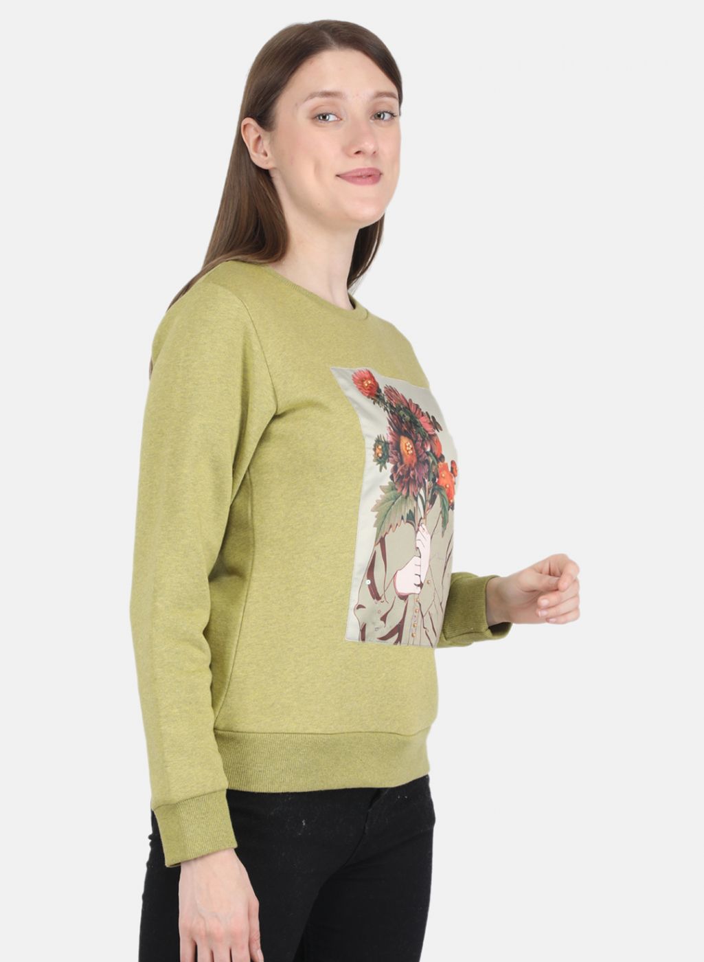 Women Green Printed Sweatshirt