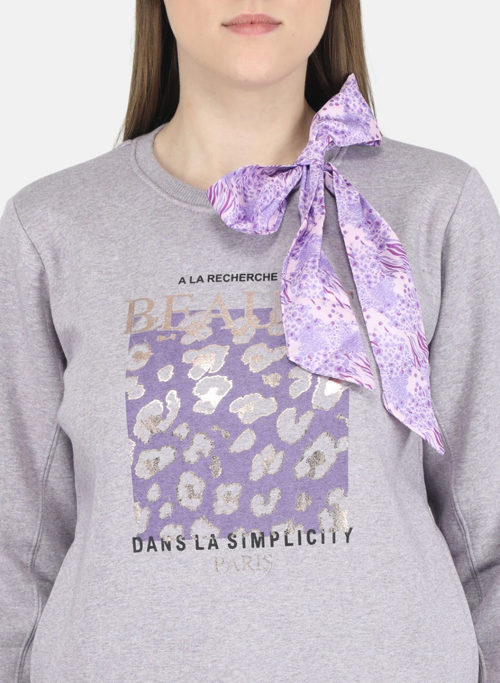 Women Purple Printed Sweatshirt