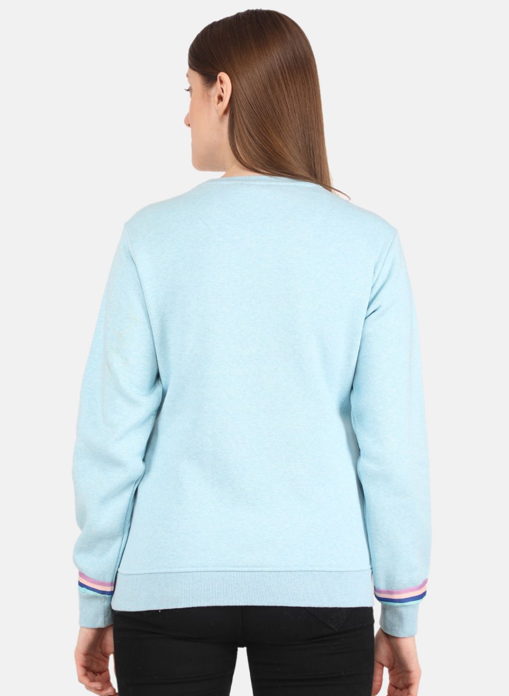 Women Aqua Blue Embroidered Sweatshirt