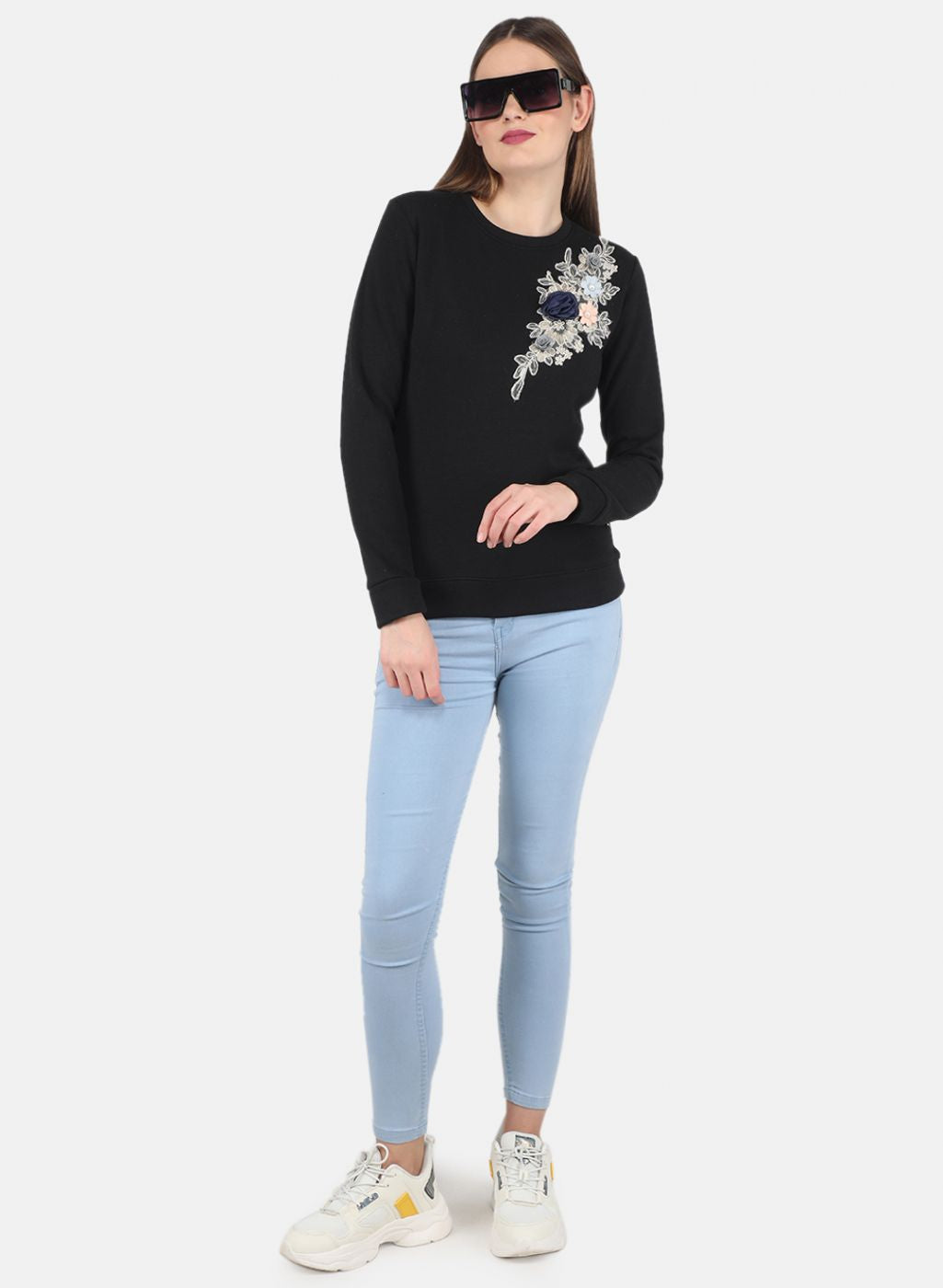 Women Black Printed Sweatshirt