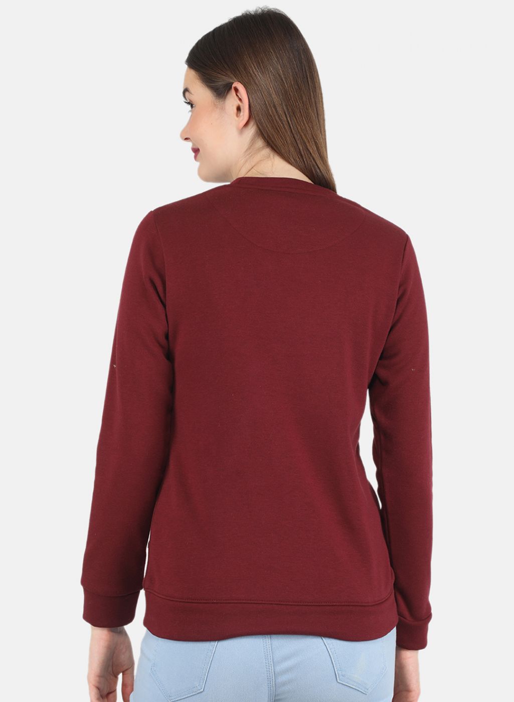 Women Maroon Embroidered Sweatshirt