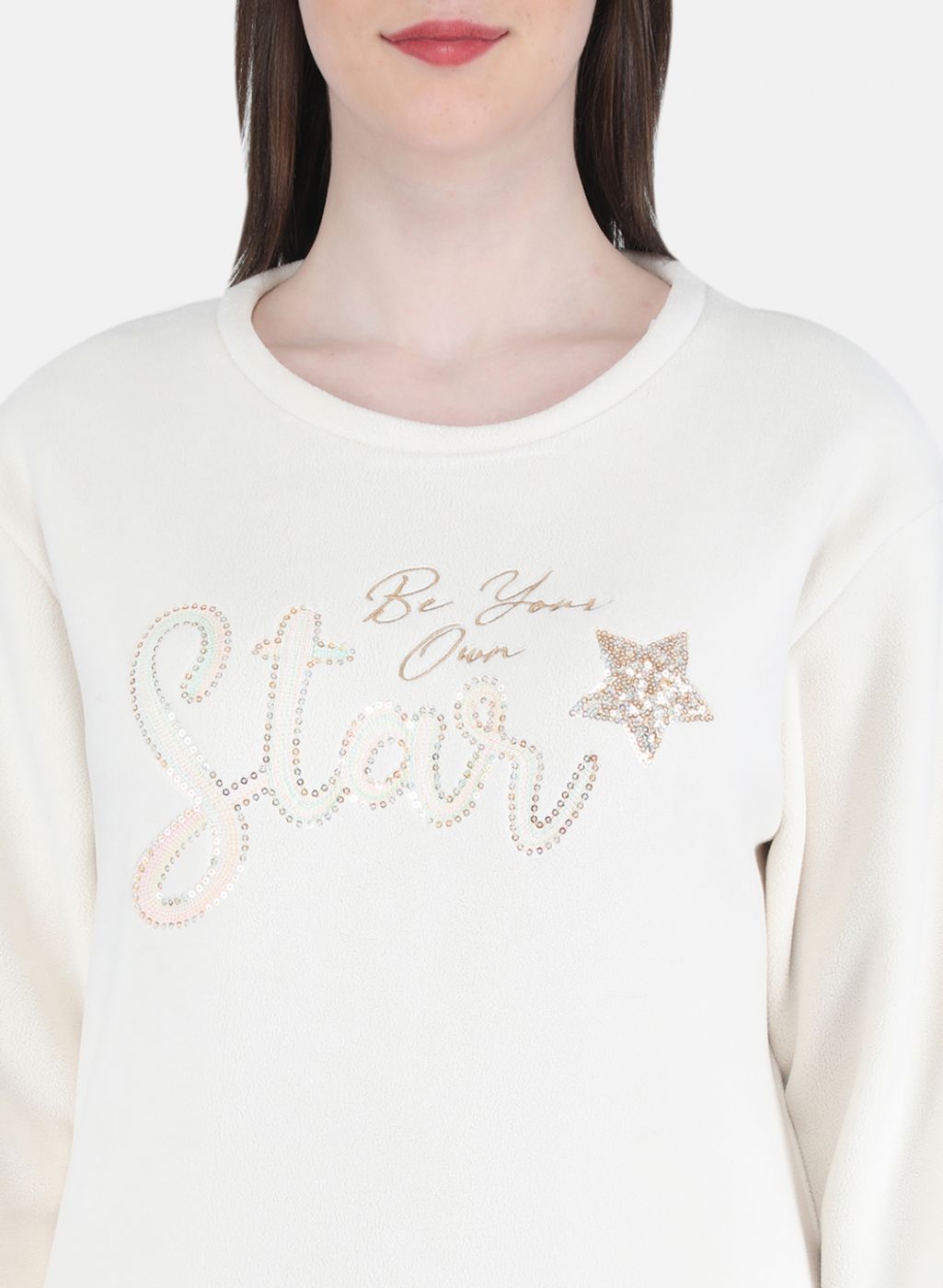 Women Off White Embroidered Sweatshirt