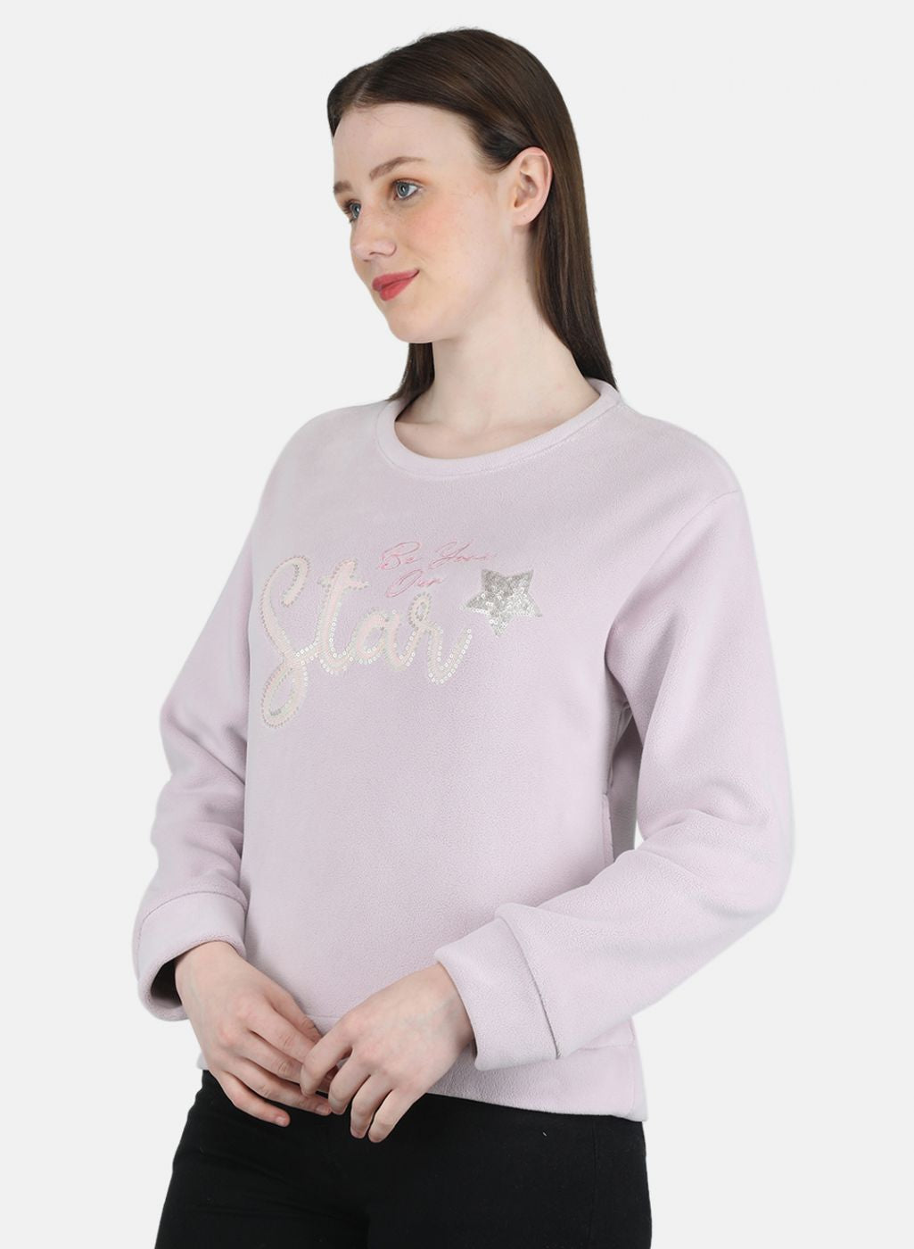 Women Purple Embroidered Sweatshirt