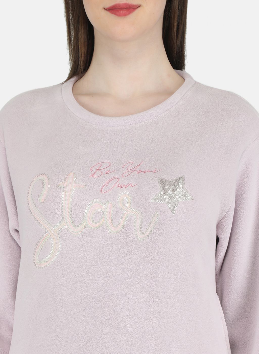 Women Purple Embroidered Sweatshirt