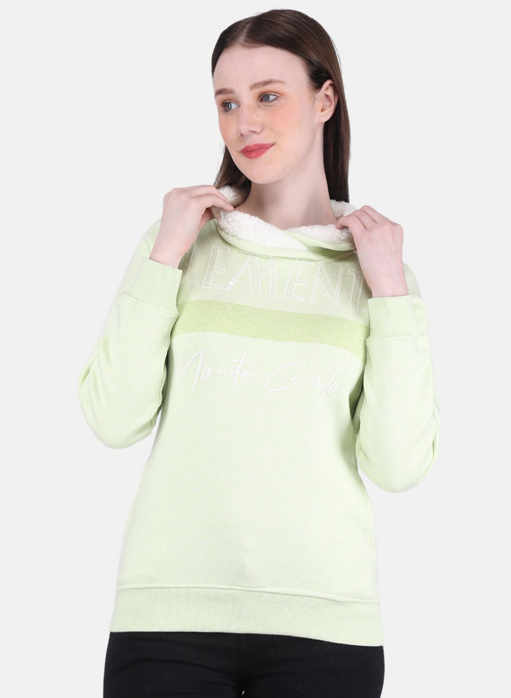 Women Green Printed Sweatshirt