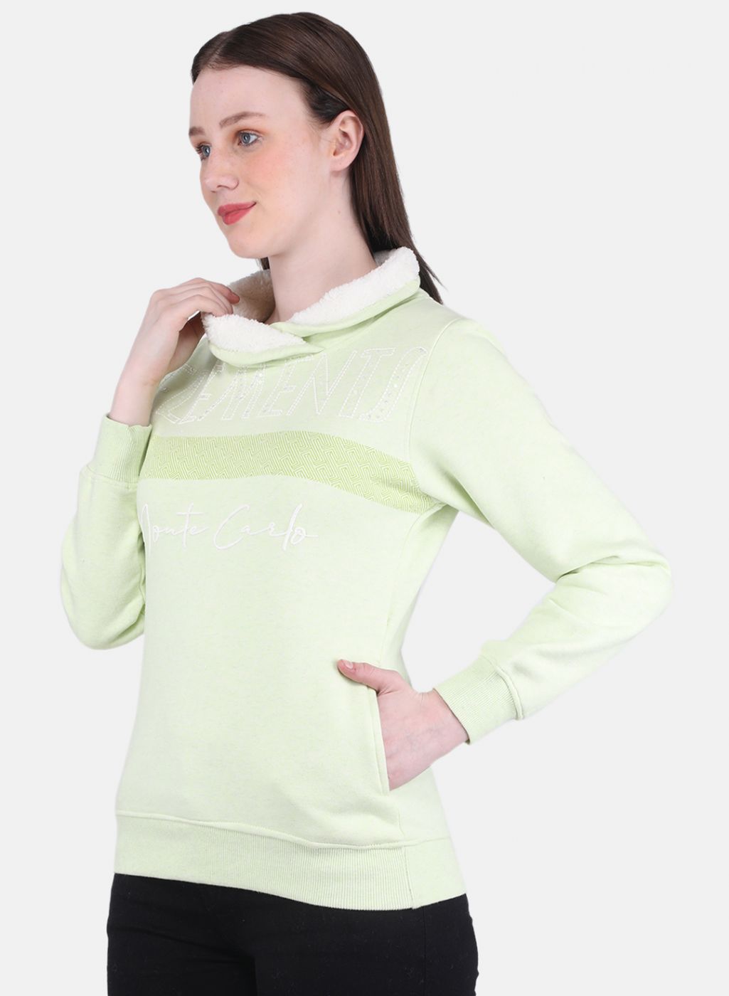 Women Green Printed Sweatshirt