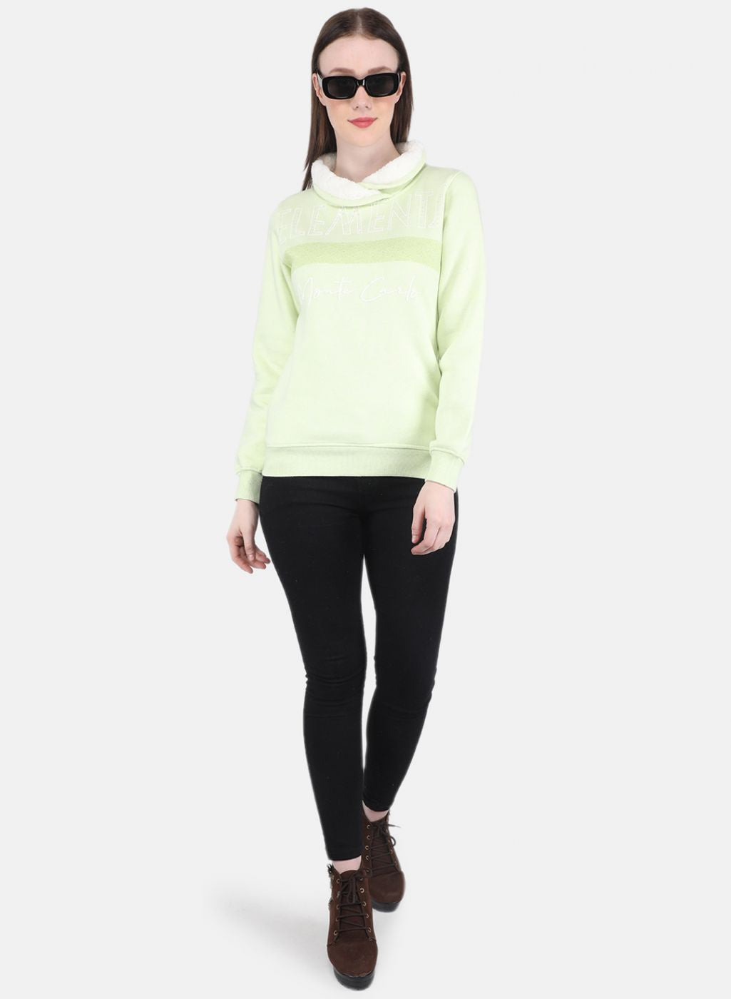 Women Green Printed Sweatshirt