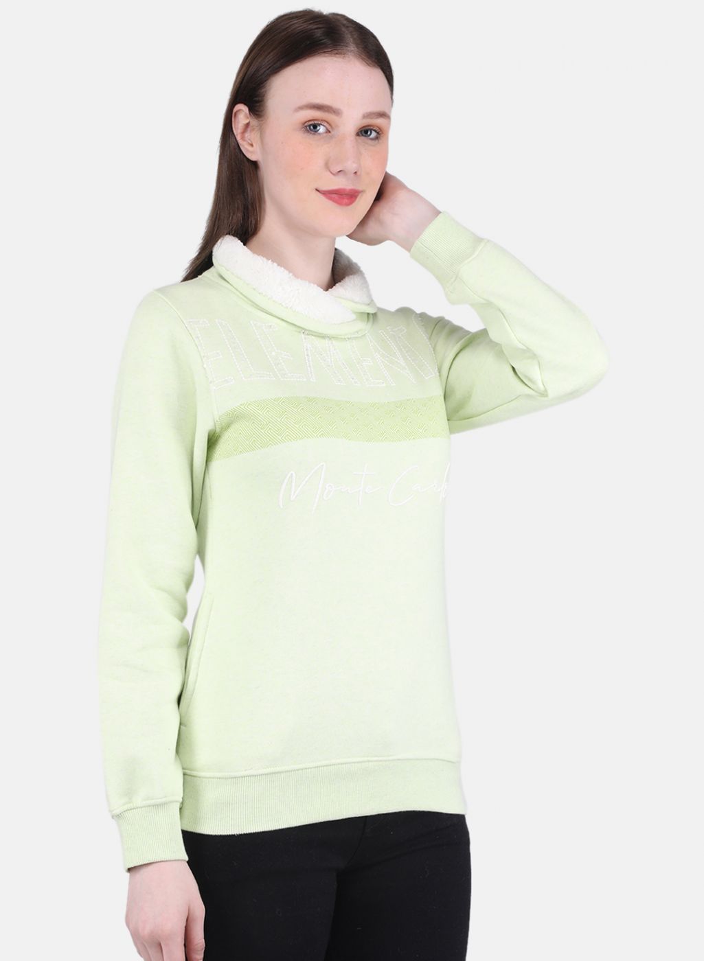 Women Green Printed Sweatshirt