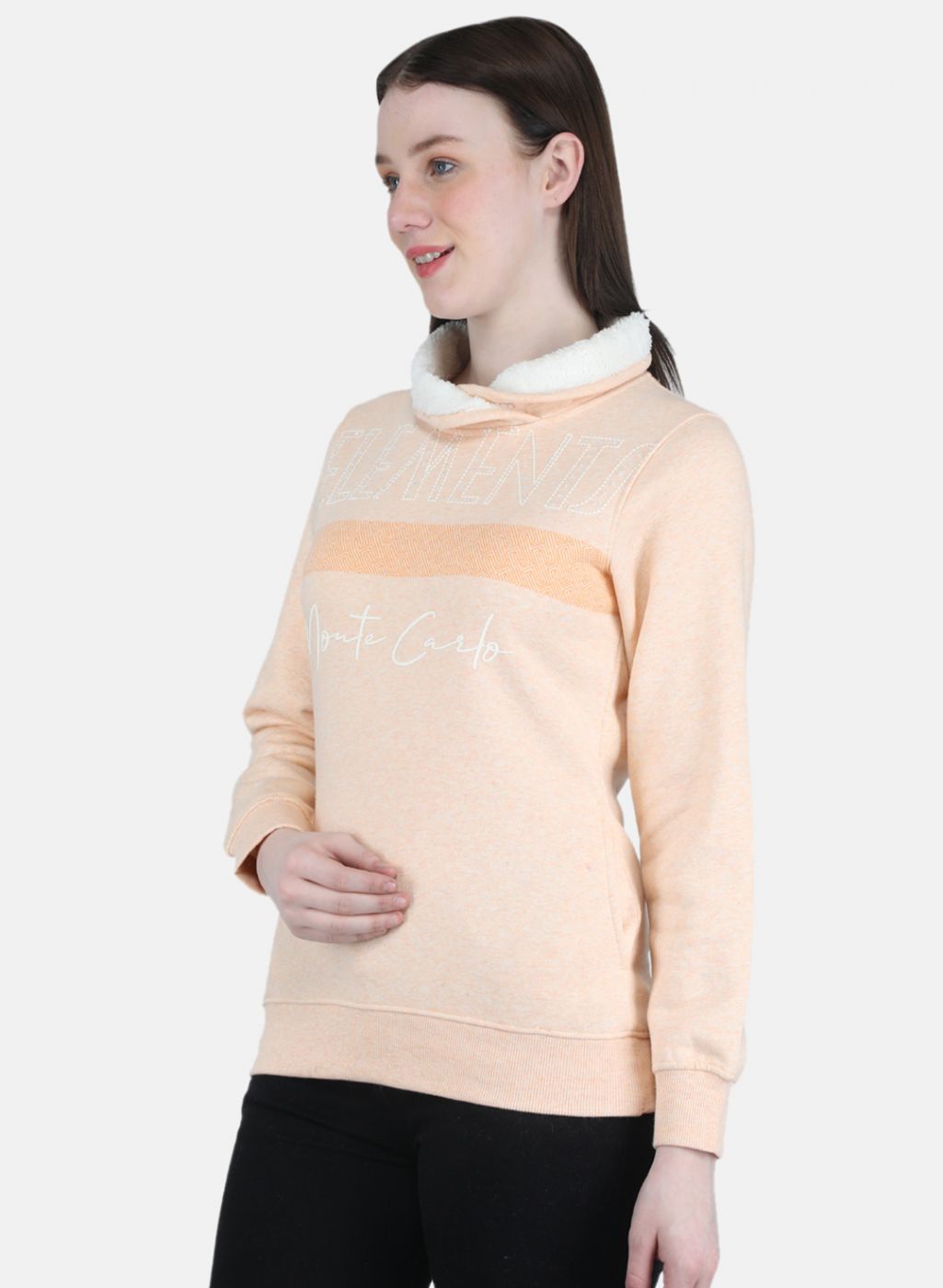 Women Peach Printed Sweatshirt