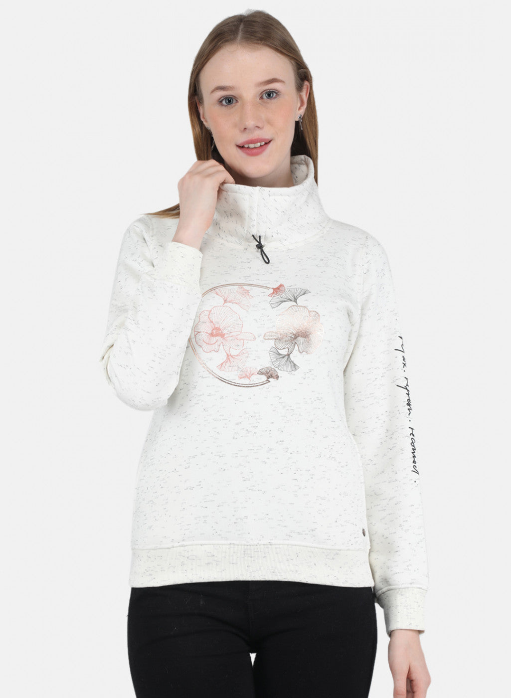 Women Off White Printed Sweatshirt