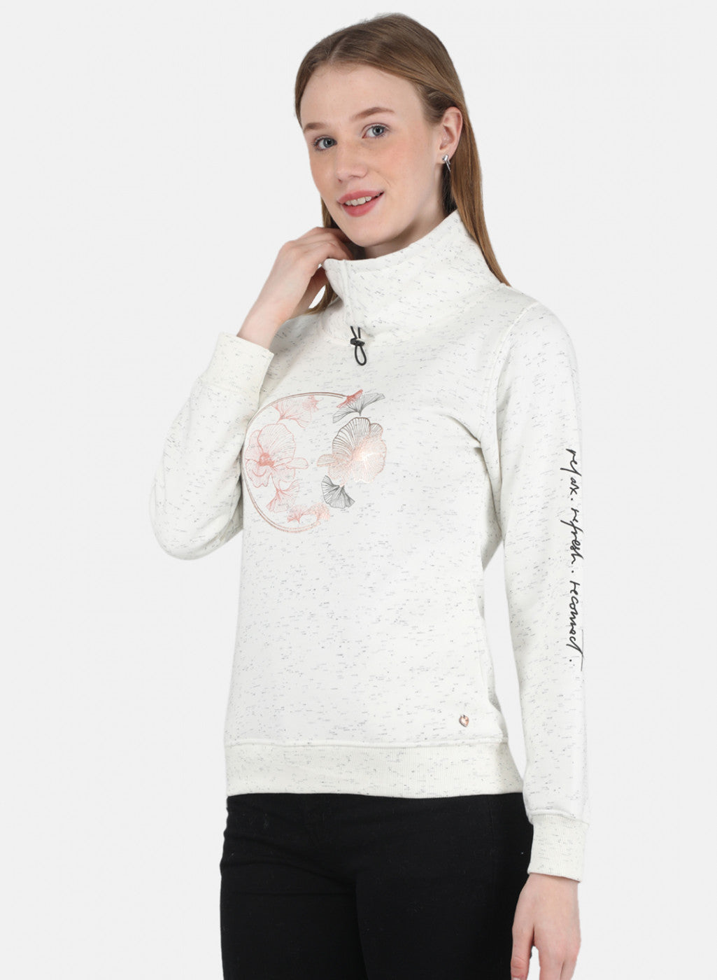 Women Off White Printed Sweatshirt