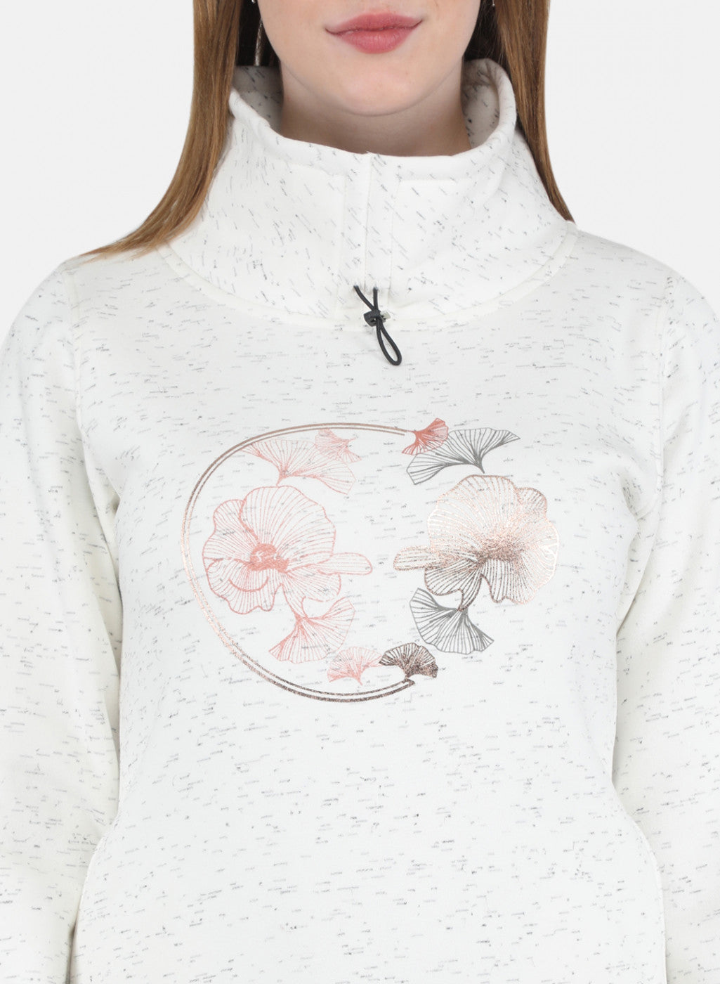 Women Off White Printed Sweatshirt