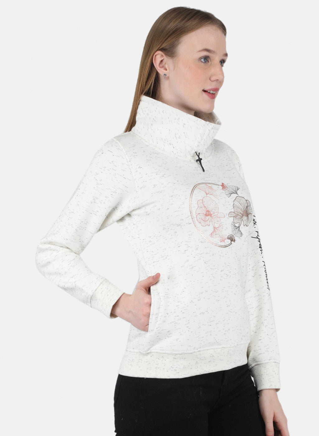 Women Off White Printed Sweatshirt