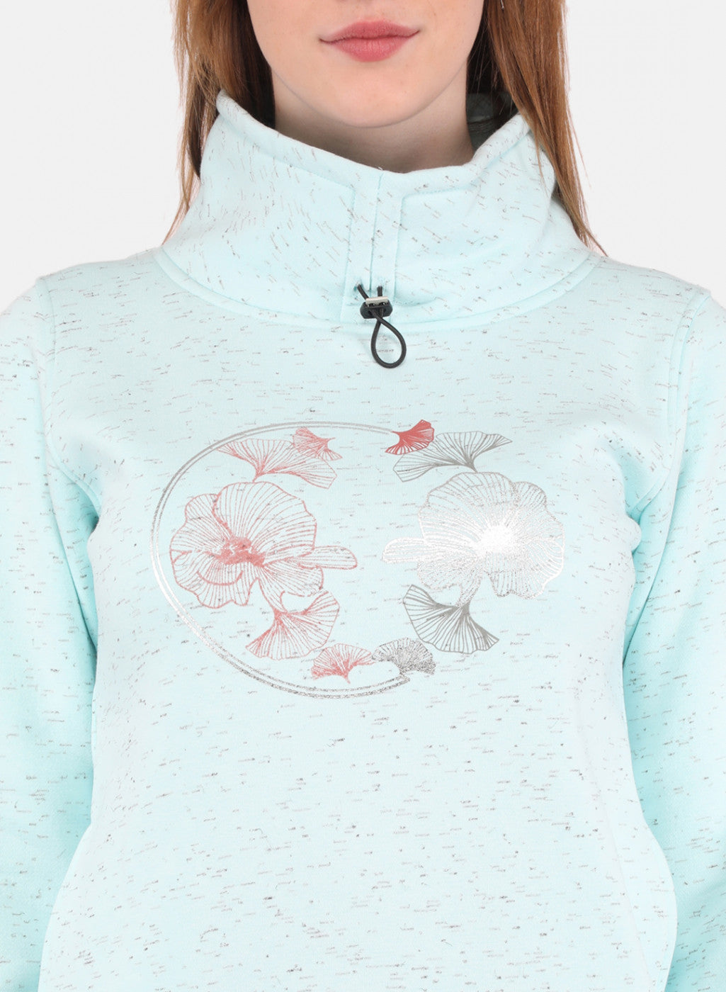 Women Aqua Blue Printed Sweatshirt