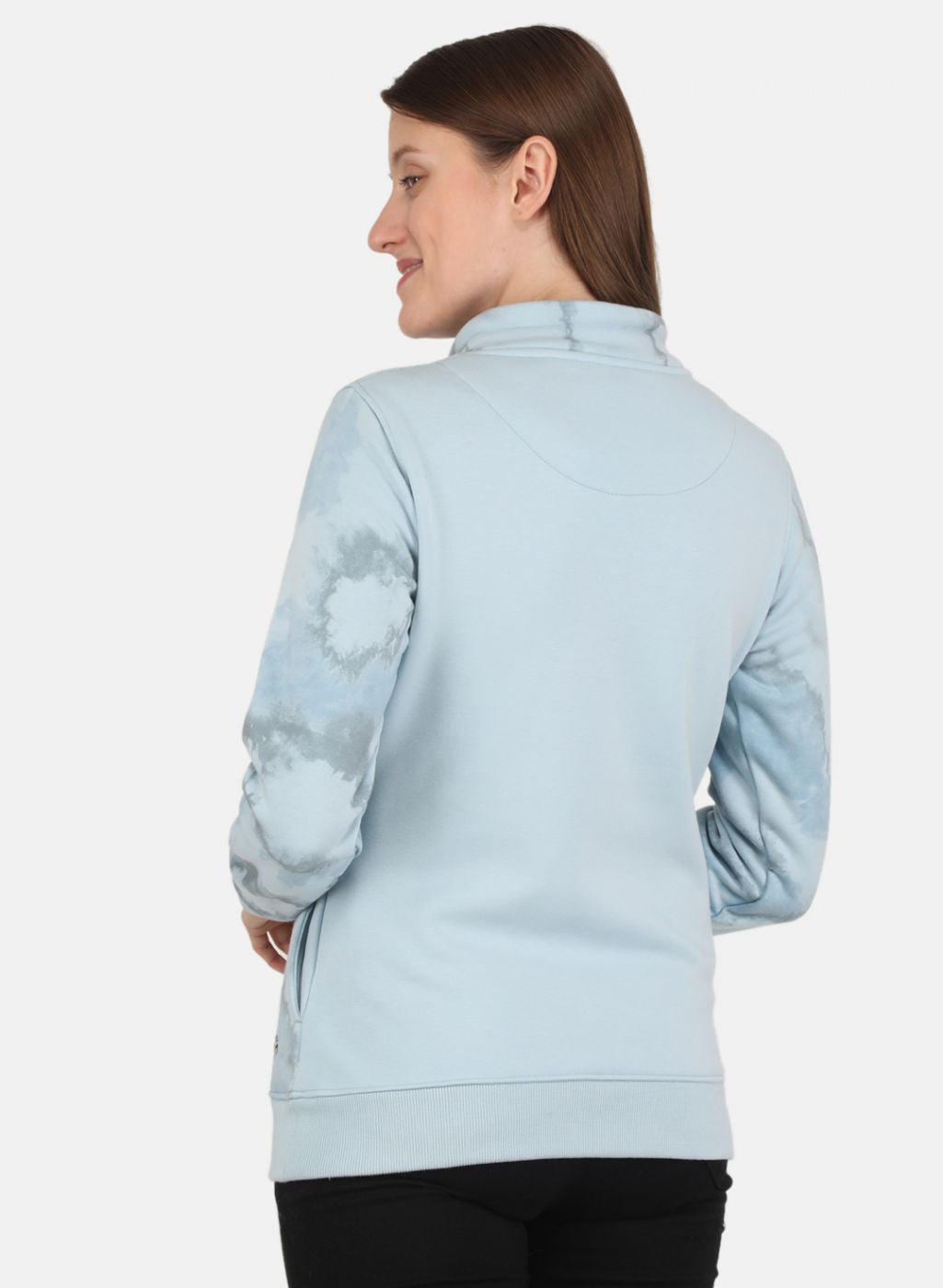 Women Sky Blue Printed Sweatshirt