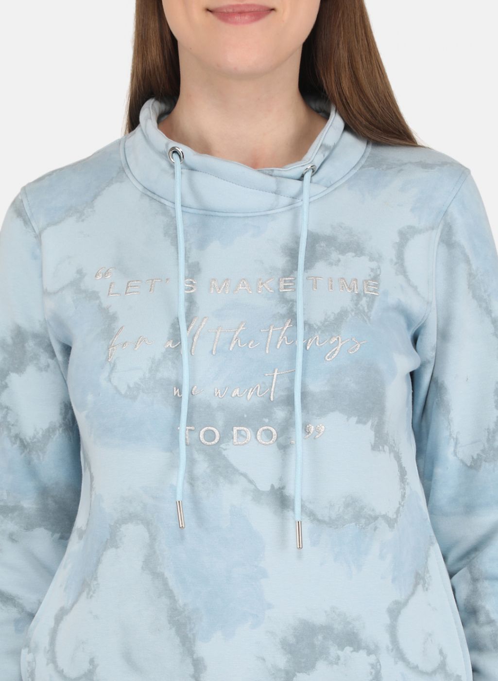 Women Sky Blue Printed Sweatshirt