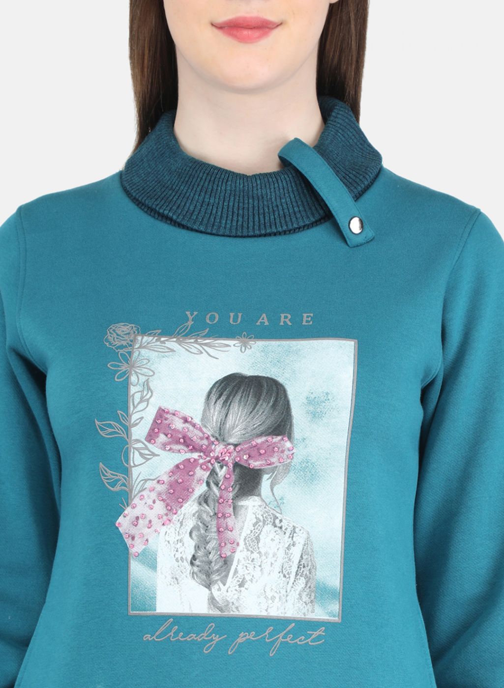 Women Blue Printed Sweatshirt