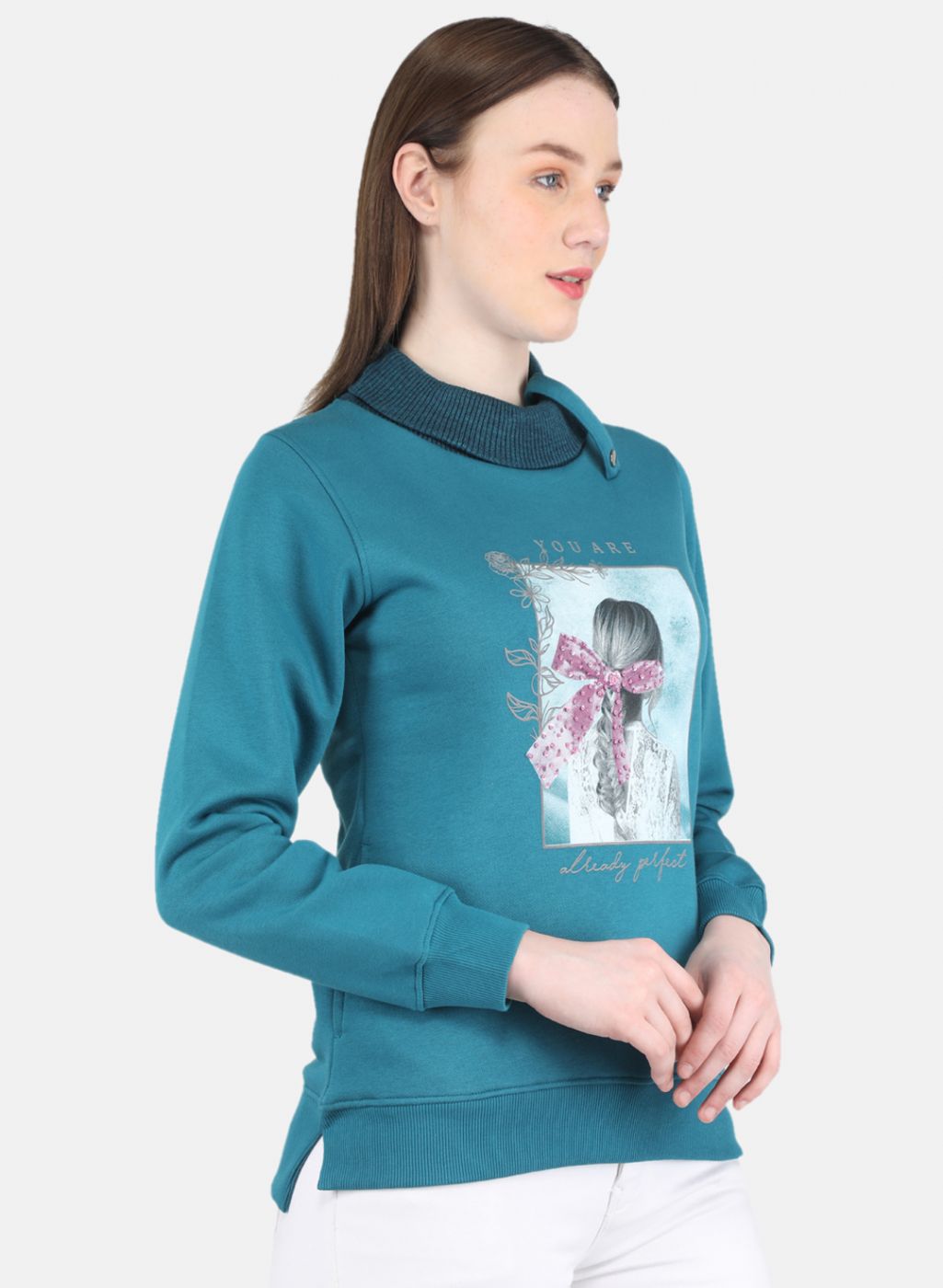 Women Blue Printed Sweatshirt