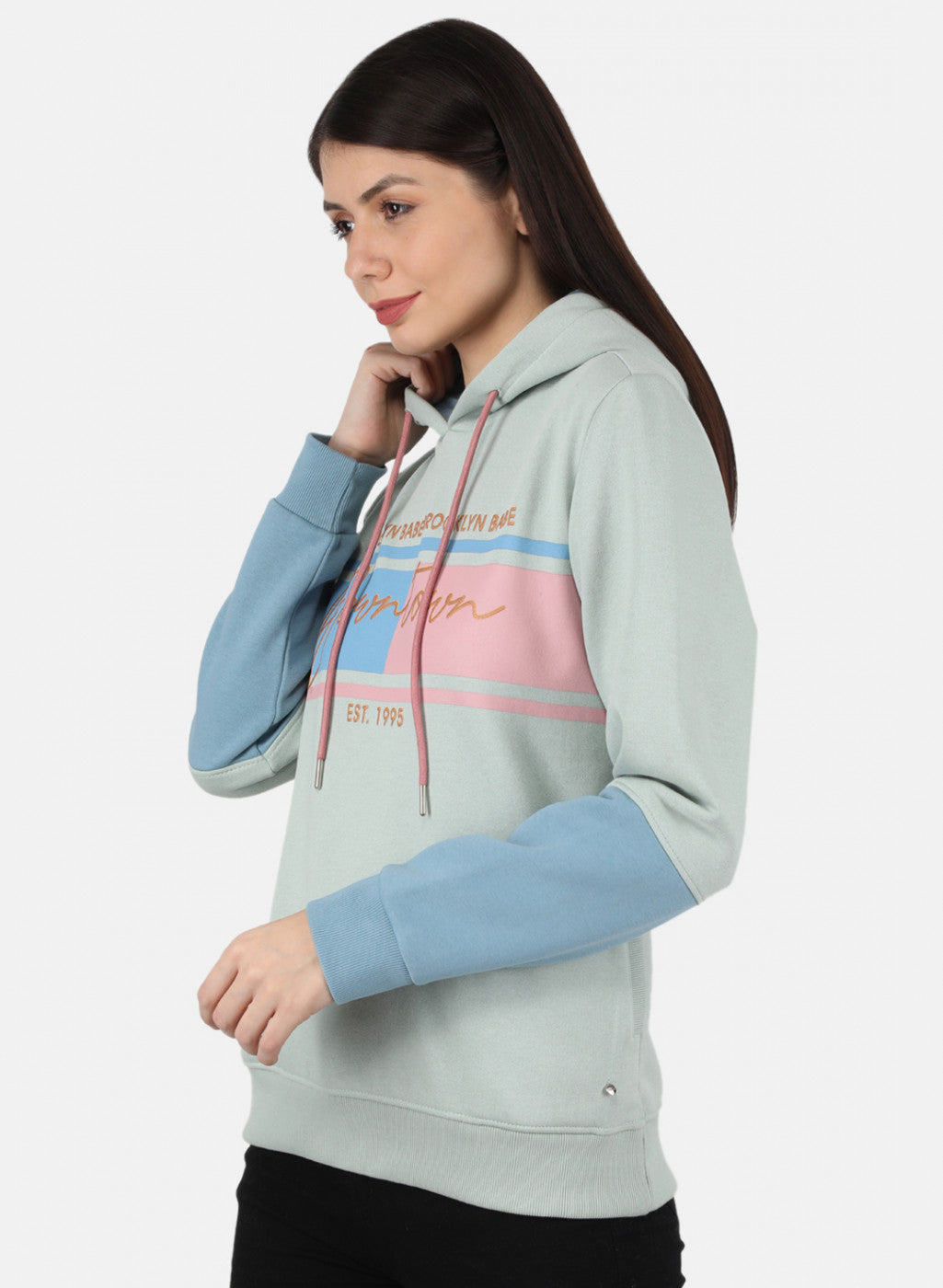 Women Green & Blue Printed Sweatshirt