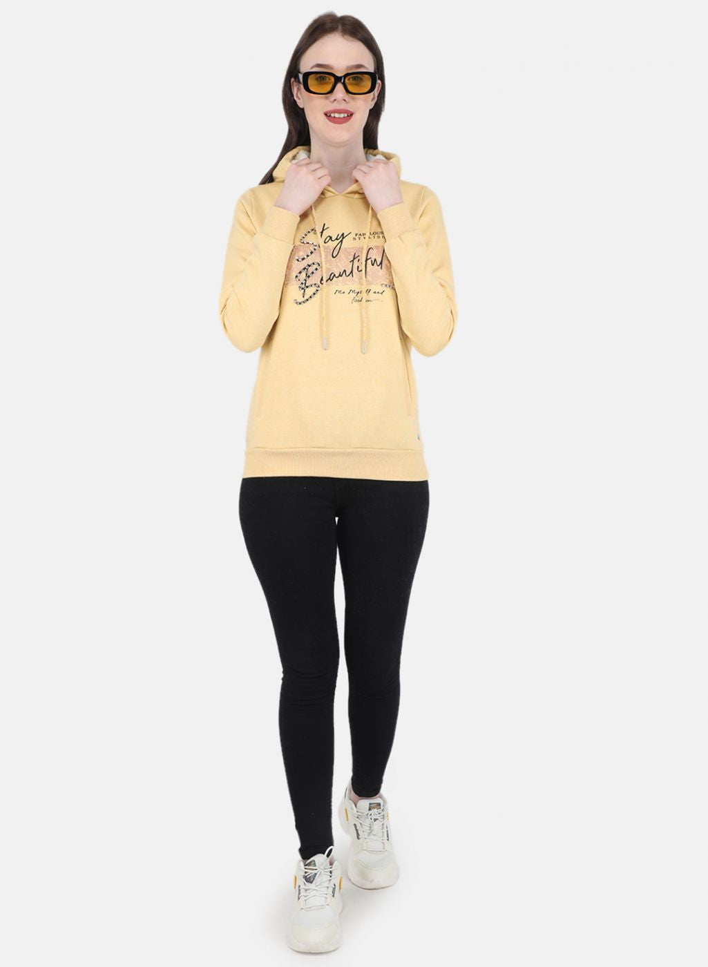 Women Yellow Embroidered Sweatshirt