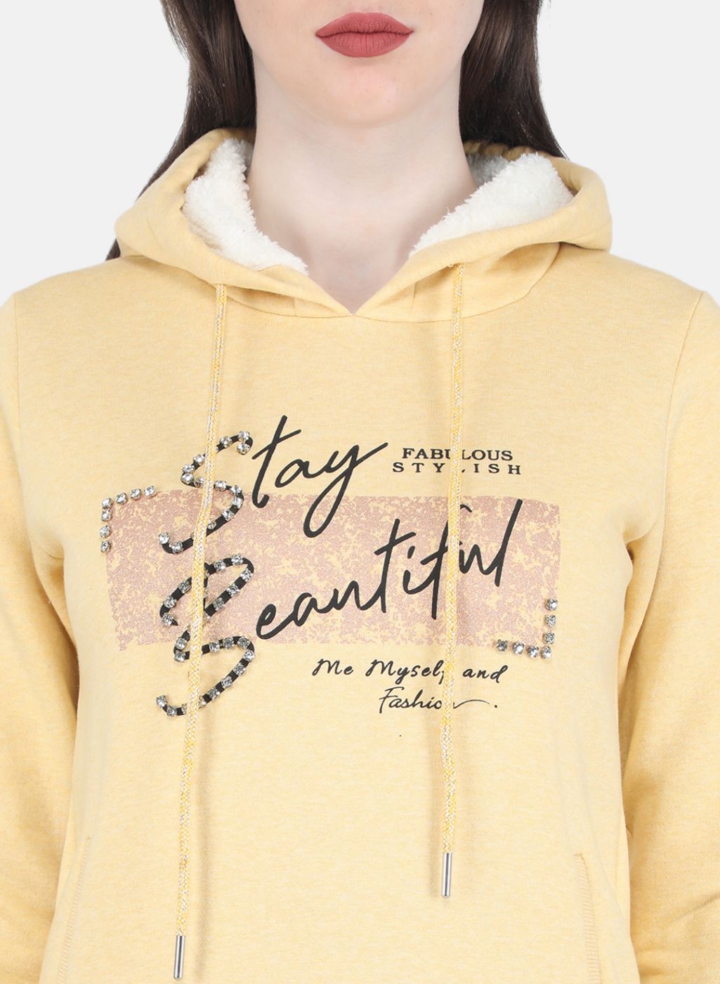 Women Yellow Embroidered Sweatshirt