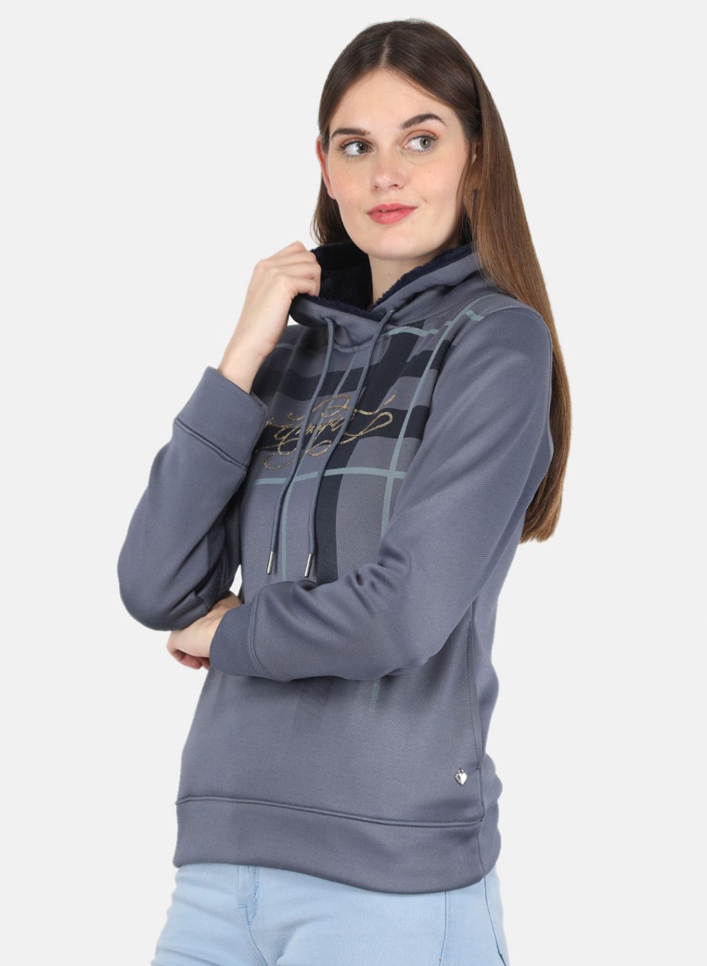 Women Grey Printed Sweatshirt