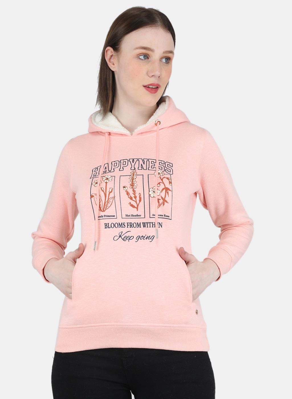 Women Peach Printed Sweatshirt