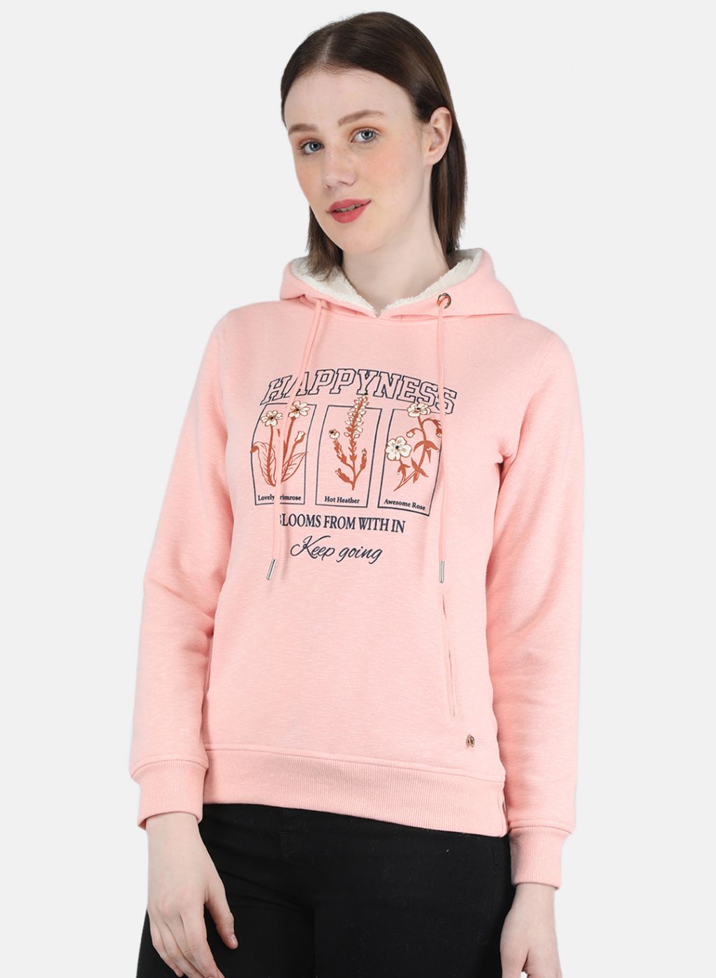 Women Peach Printed Sweatshirt