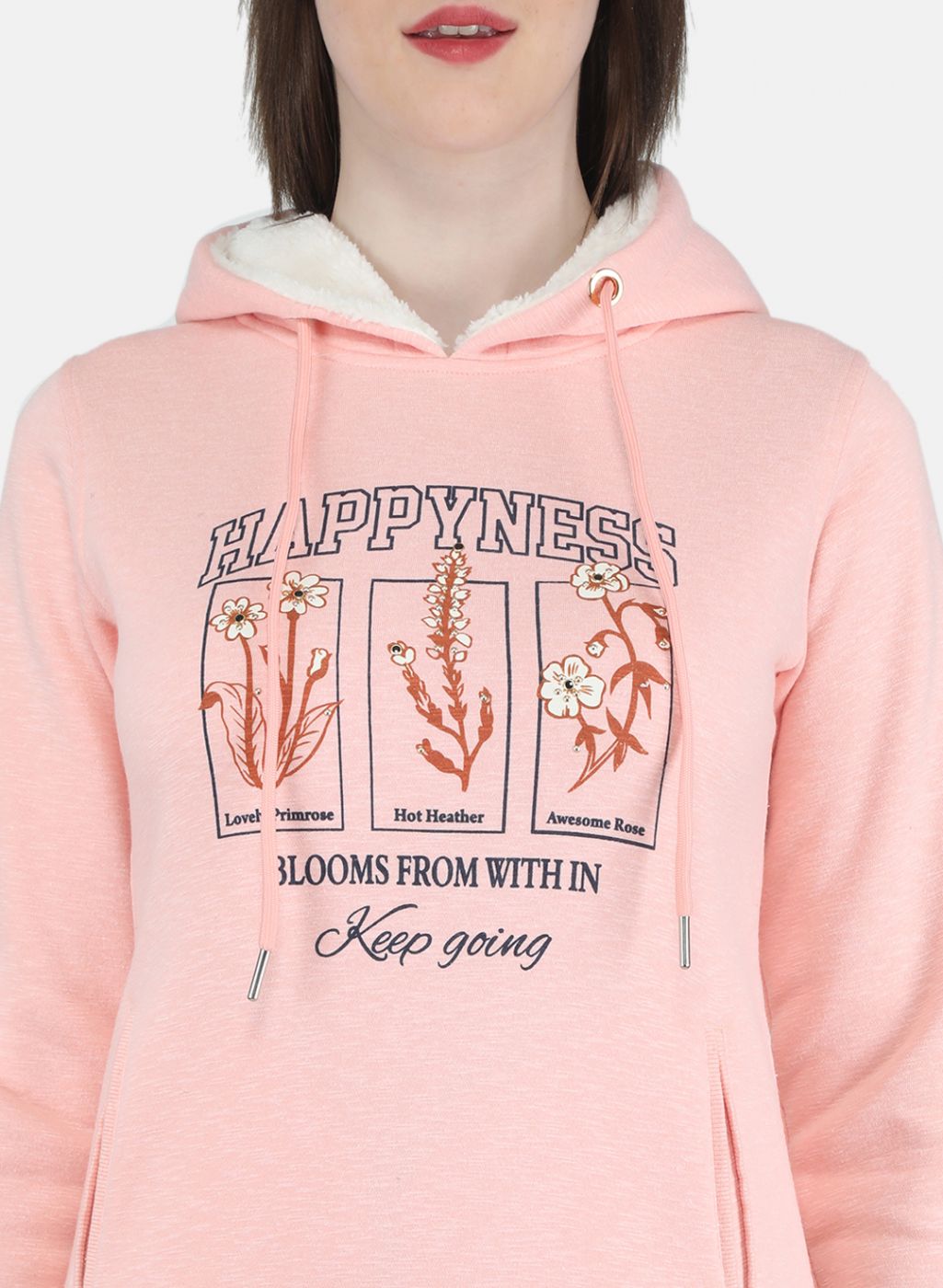 Women Peach Printed Sweatshirt