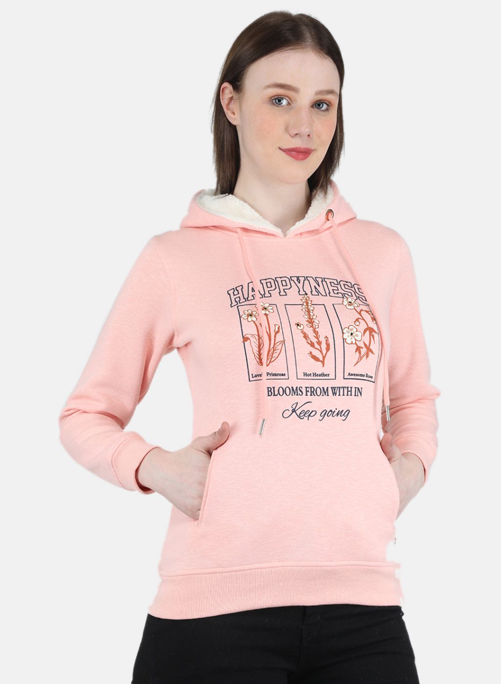 Women Peach Printed Sweatshirt