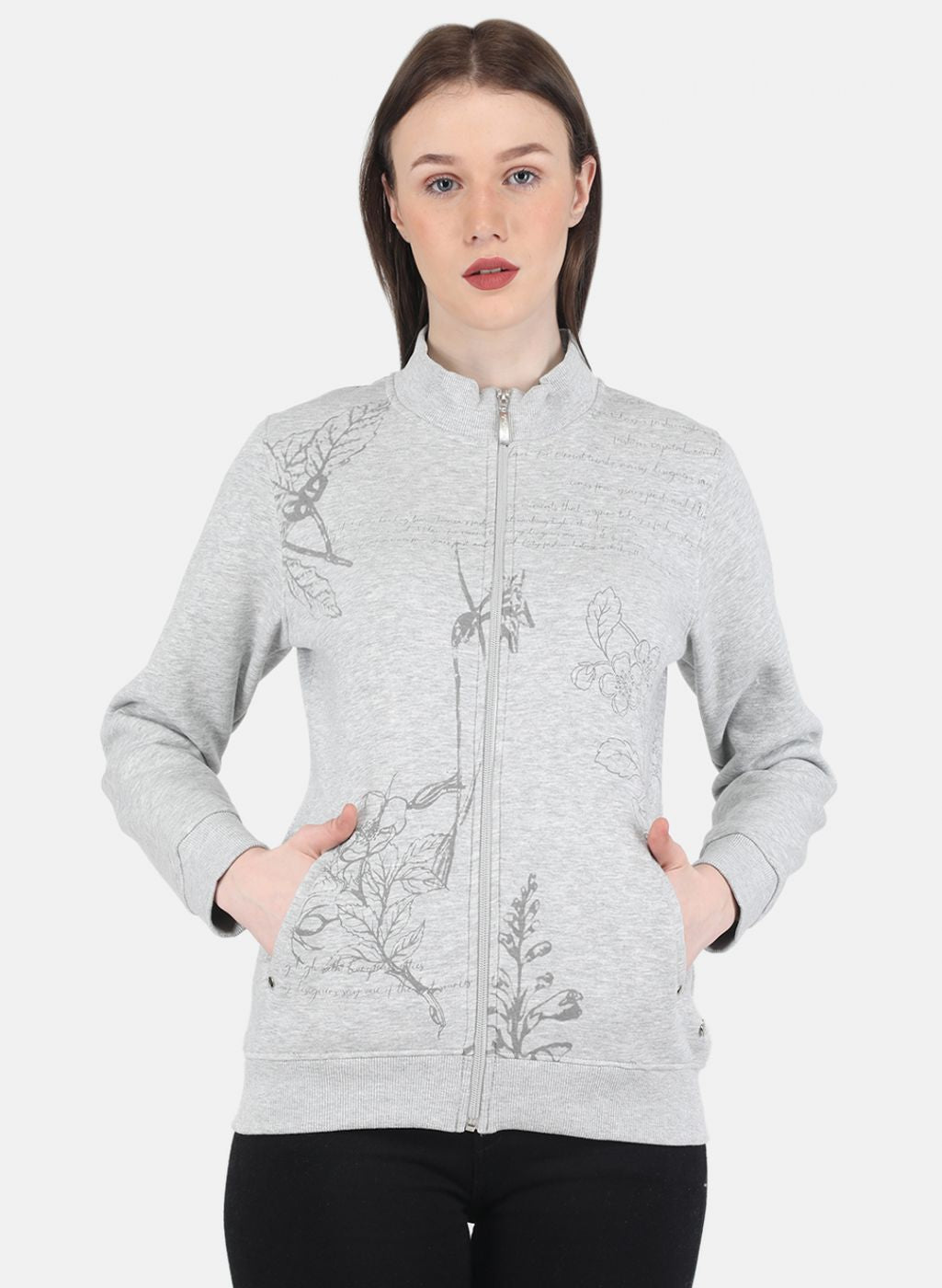 Women Grey Printed Sweatshirt