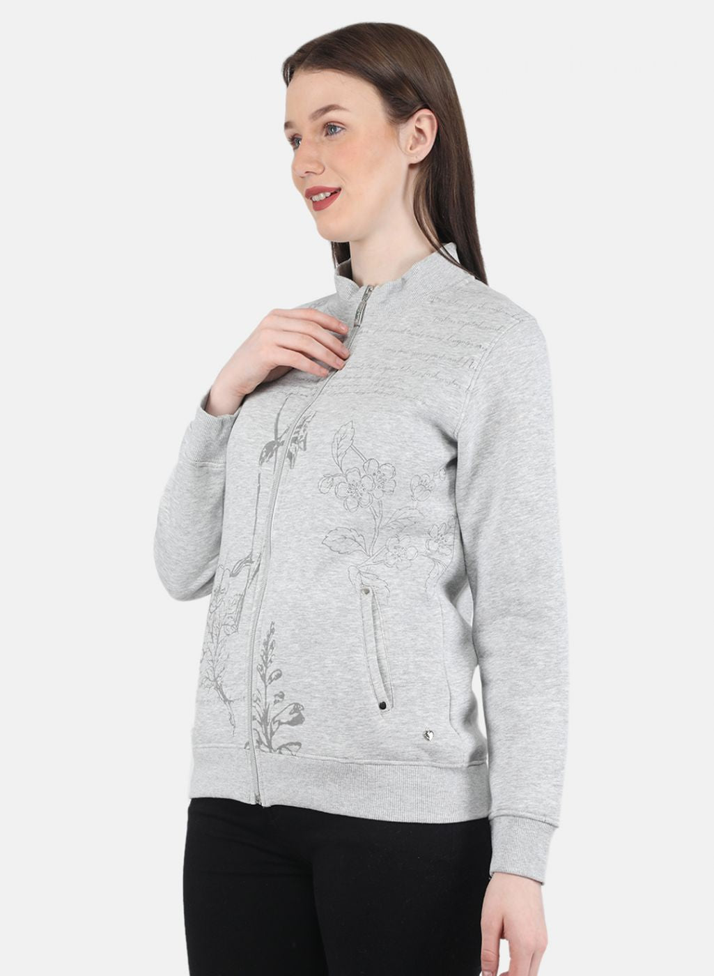 Women Grey Printed Sweatshirt