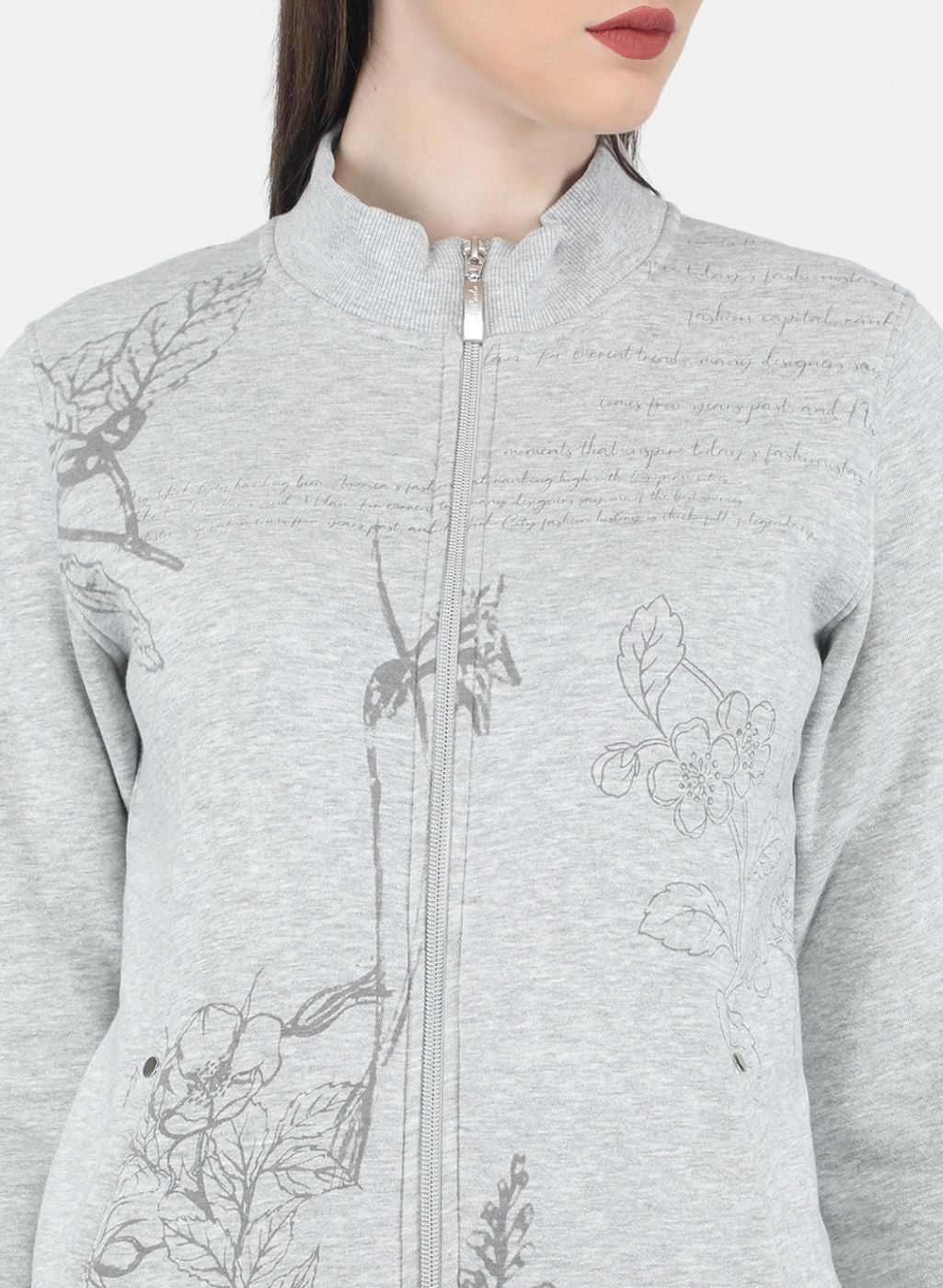 Women Grey Printed Sweatshirt