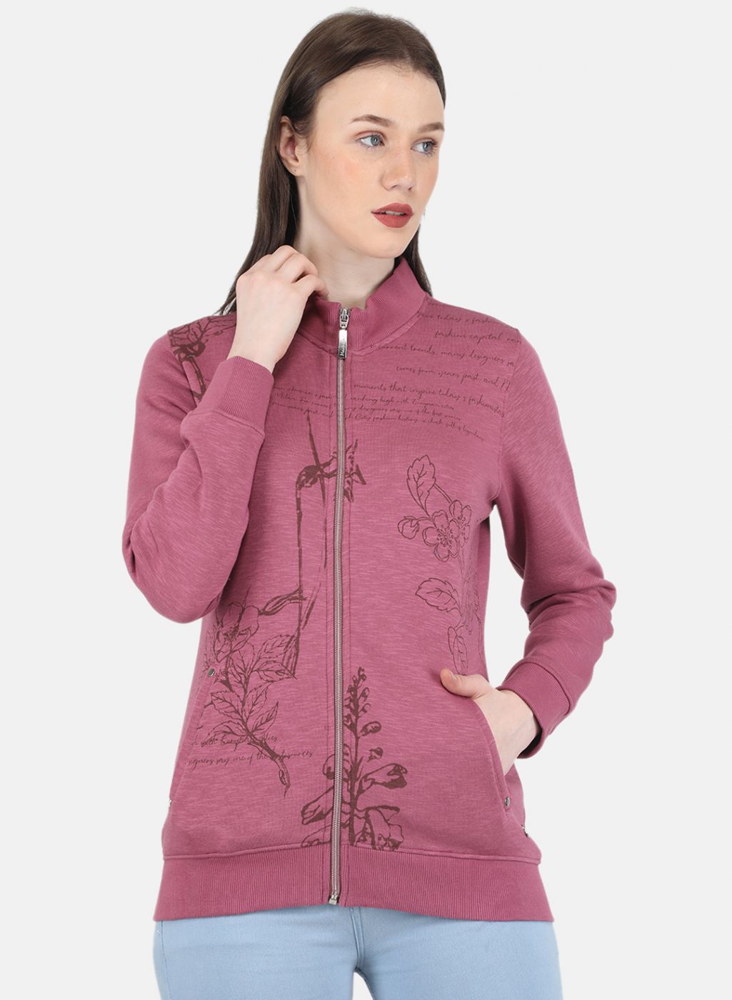 Women Pink Printed Sweatshirt