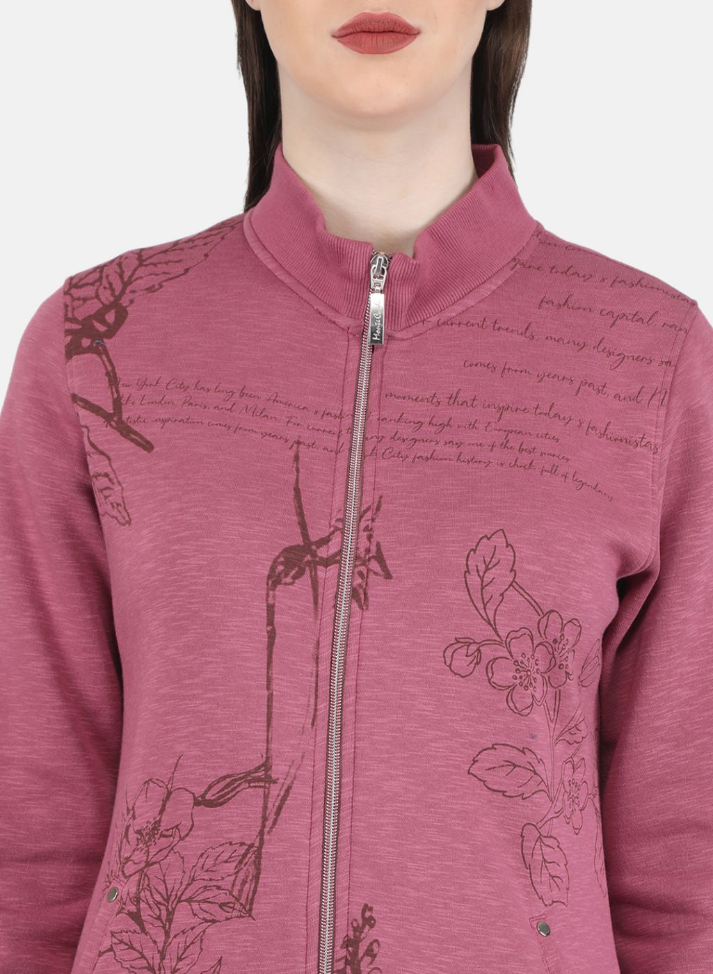 Women Pink Printed Sweatshirt