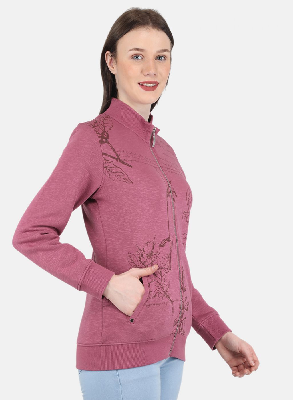 Women Pink Printed Sweatshirt