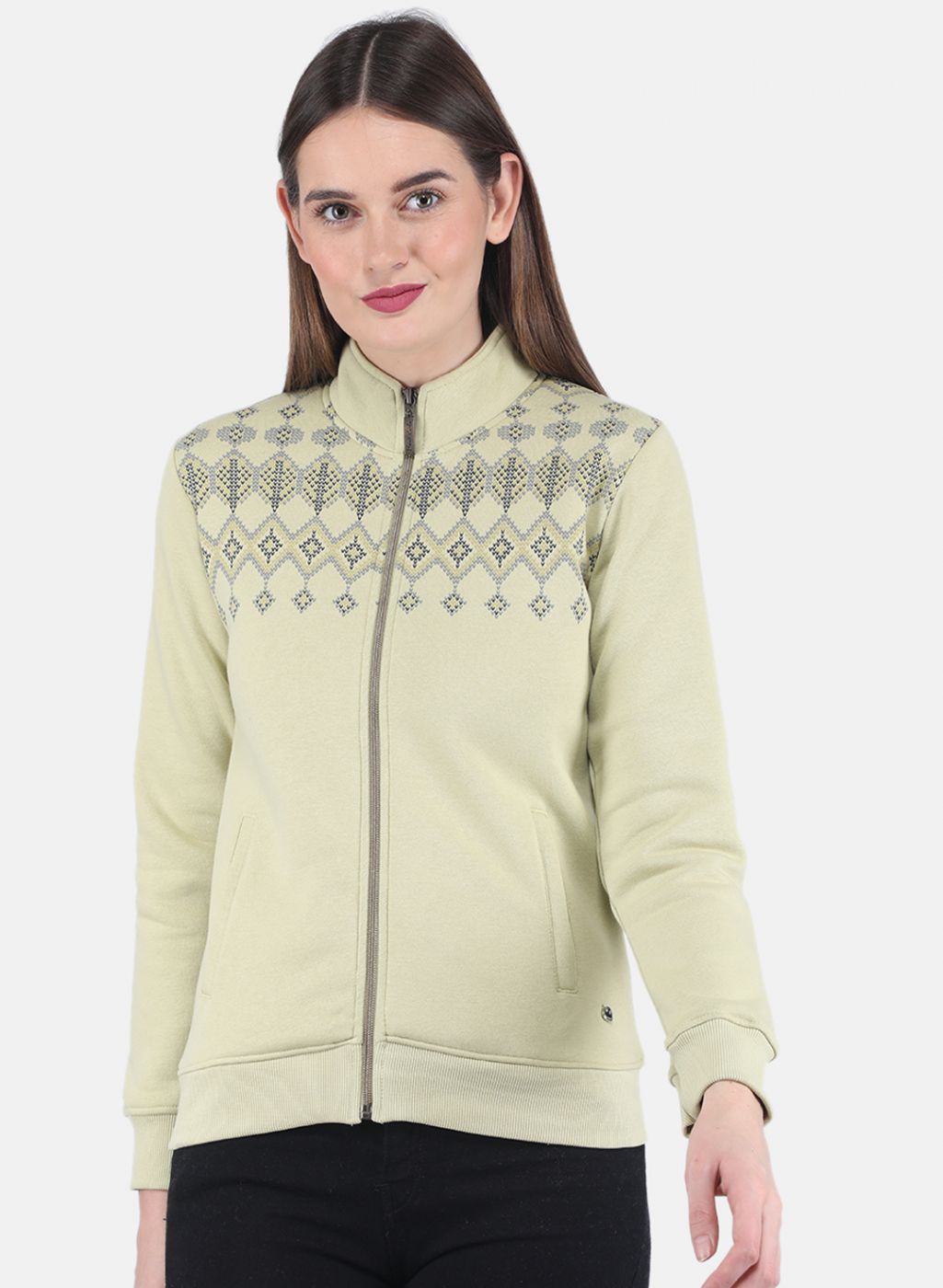 Women Green Printed Sweatshirt