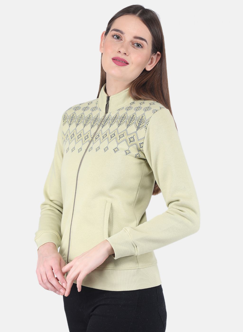 Women Green Printed Sweatshirt