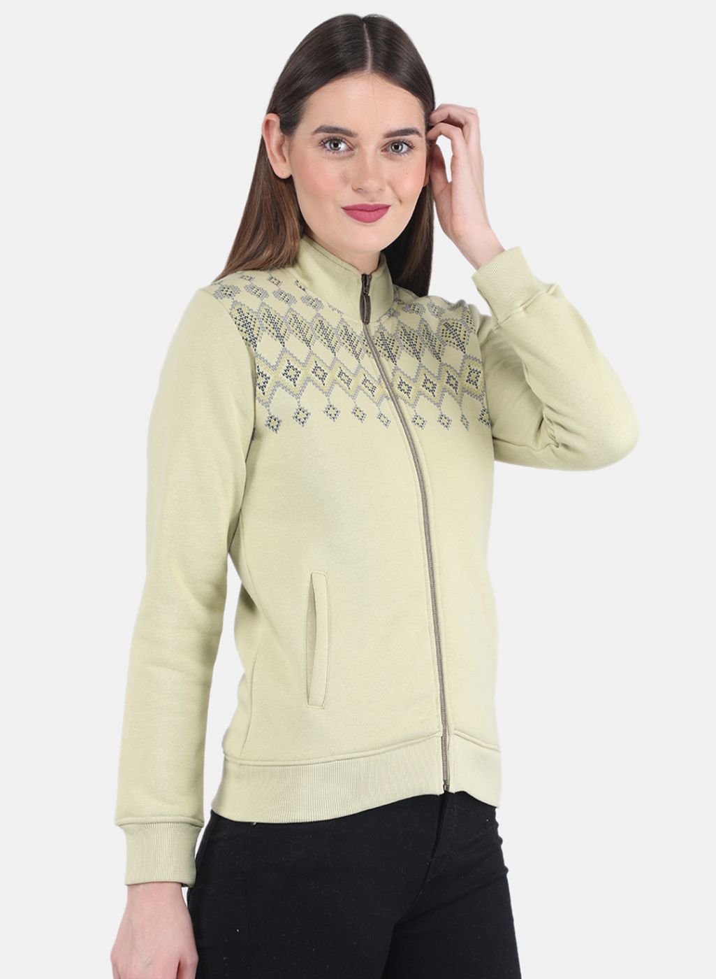 Women Green Printed Sweatshirt