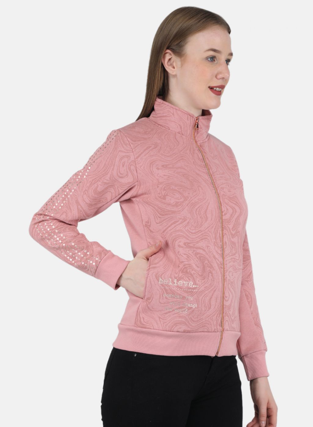 Women Pink Printed Sweatshirt