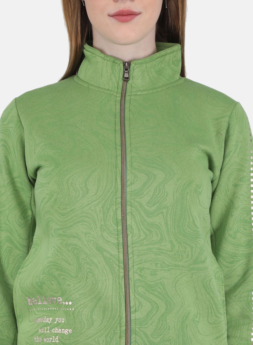 Women Green Printed Sweatshirt